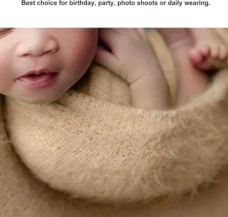 Newborn Photo Prop Set Knit Mohair Hat And Wrap 40x160cm 0 1 Month - Image 3